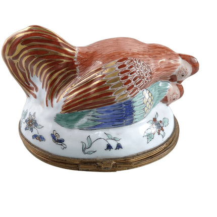 c1920 French Hen and Rooster Trinket Box