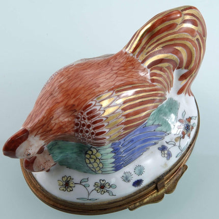 c1920 French Hen and Rooster Trinket Box