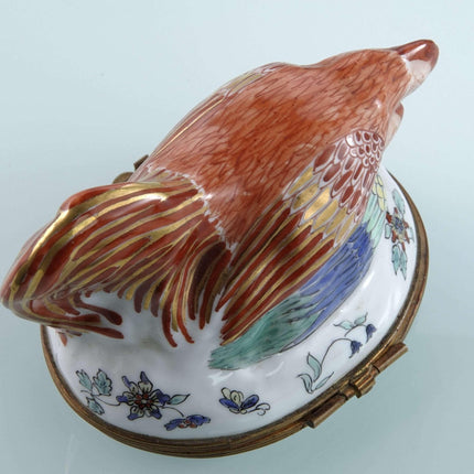 c1920 French Hen and Rooster Trinket Box