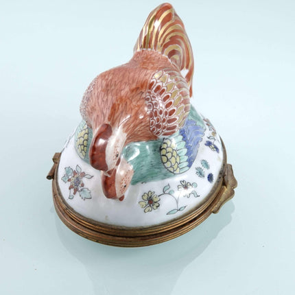 c1920 French Hen and Rooster Trinket Box