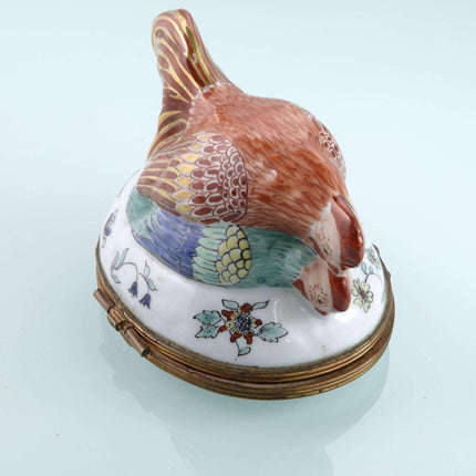 c1920 French Hen and Rooster Trinket Box