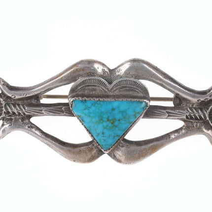 Large Early Tufa Cast Native American Turquoise/sterling pin