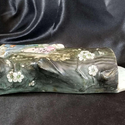 Famille Rose Chinese Export Wall Vase Figural with Longevity  Shou 19th centu