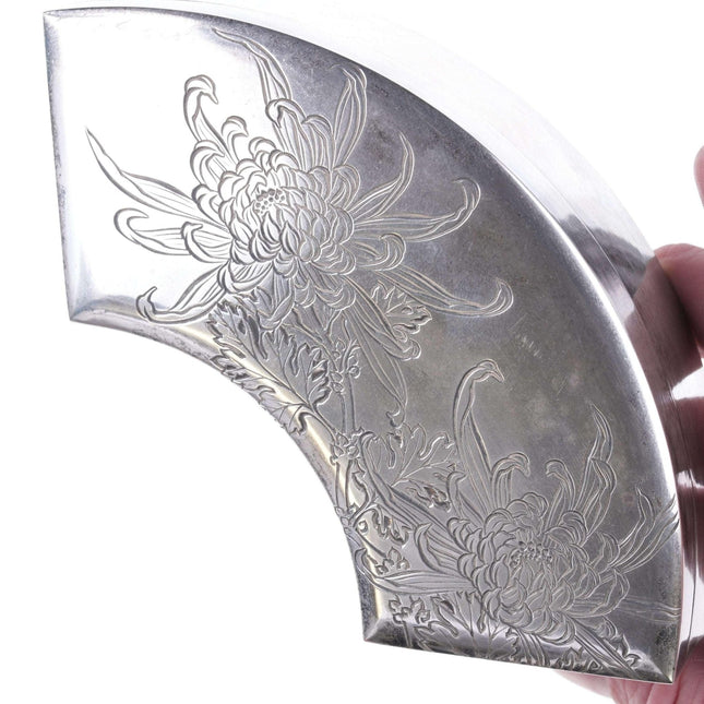 Engraved Chrysanthemum Box Japanese 950 Silver Toyo Koki