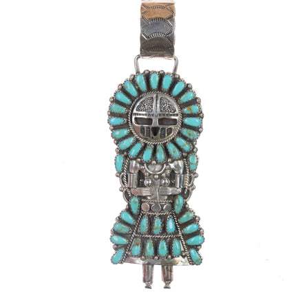 Larry Moses Begay Navajo silver turquoise cluster Kachina pendant