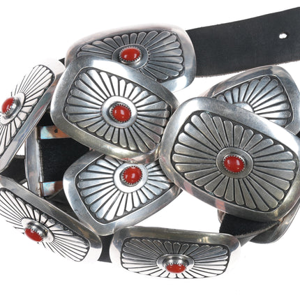 Julian Lovato (1922-2018) Kewa Sterling Mediterranean coral concho belt