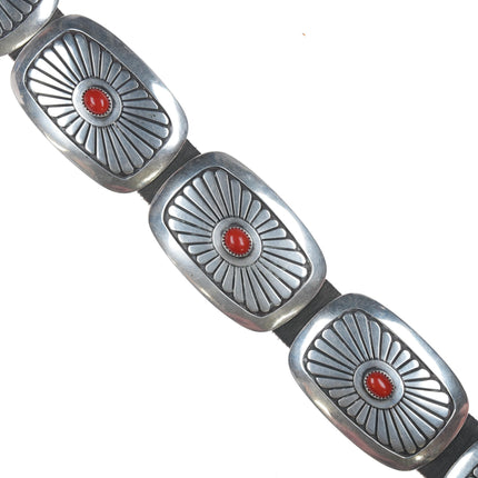 Julian Lovato (1922-2018) Kewa Sterling Mediterranean coral concho belt