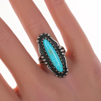 sz6 Vintage Native American silver and turquoise ring