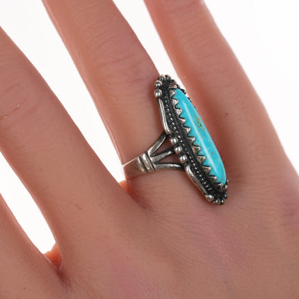 sz6 Vintage Native American silver and turquoise ring