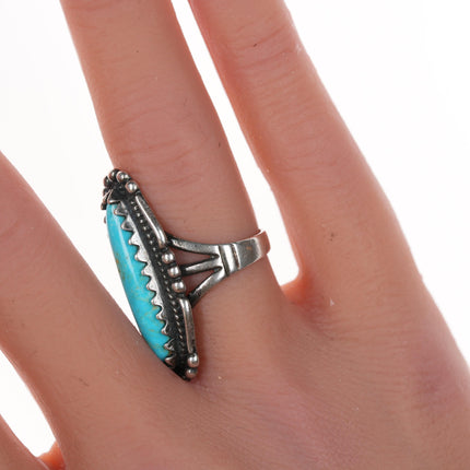 sz6 Vintage Native American silver and turquoise ring