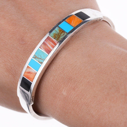 6.5" Carol Felley Southwestern sterling channel inlay bracelet