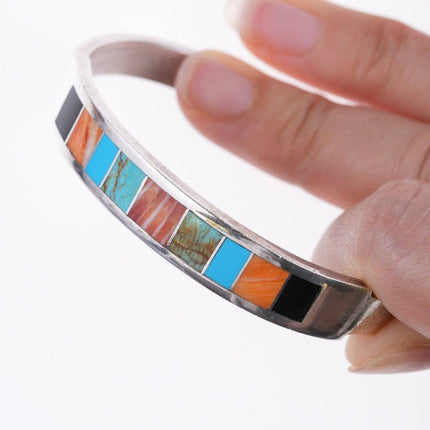 6.5" Carol Felley Southwestern sterling channel inlay bracelet