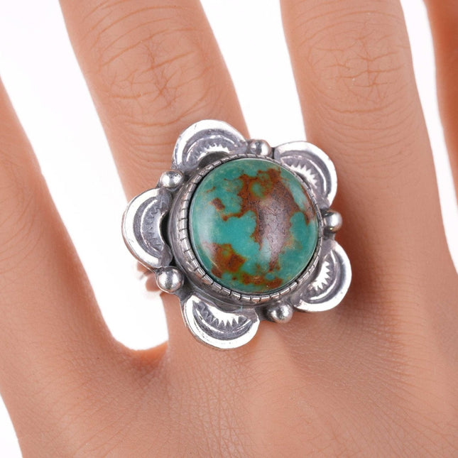 sz8.75 Darrell Yonnie (1968-2013) Navajo Sterling and turquoise ring