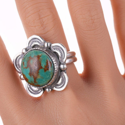 sz8.75 Darrell Yonnie (1968-2013) Navajo Sterling and turquoise ring