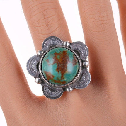 sz8.75 Darrell Yonnie (1968-2013) Navajo Sterling and turquoise ring