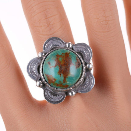 sz8.75 Darrell Yonnie (1968-2013) Navajo Sterling and turquoise ring