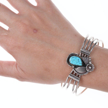 Ed Kee Navajo Sterling und Wassernetz-Türkis-Armband