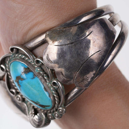 Vintage 7.5" Native American Sterling and Turquoise cuff