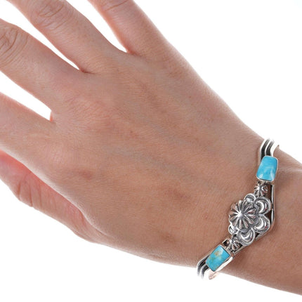 Running Bear Shop Native American Sterling/kingman turquoise cuff bracelet