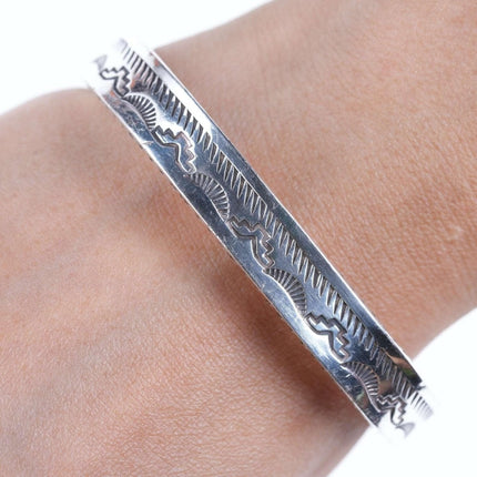 Toney Toledo Navajo Sterling Heavy Stamped Cuff bracelet