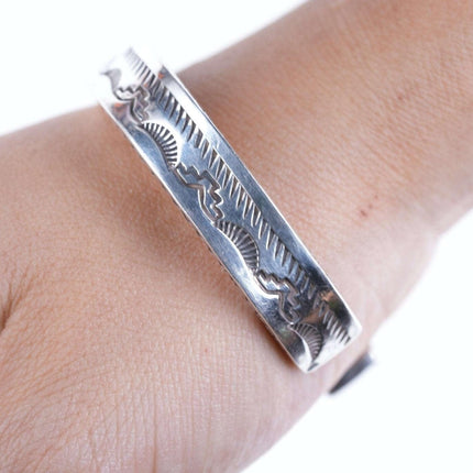 Toney Toledo Navajo Sterling Heavy Stamped Cuff bracelet