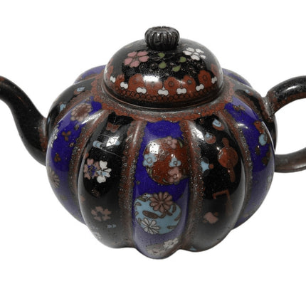 c.1880 Japanese Cloisonne Pumpkin Shaped Teapot