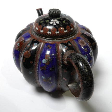 c.1880 Japanese Cloisonne Pumpkin Shaped Teapot