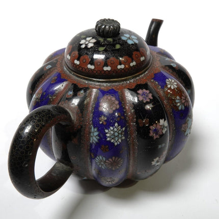 c.1880 Japanese Cloisonne Pumpkin Shaped Teapot