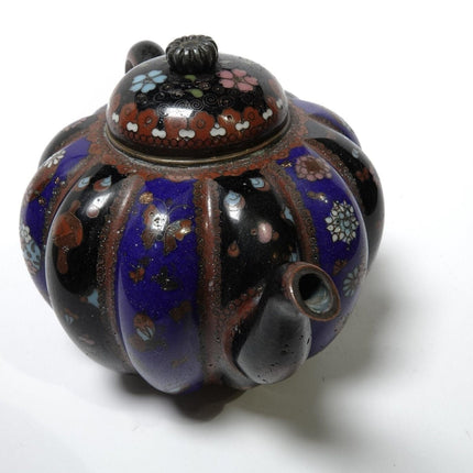 c.1880 Japanese Cloisonne Pumpkin Shaped Teapot