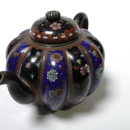 c.1880 Japanese Cloisonne Pumpkin Shaped Teapot