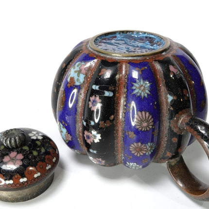 ca. 1880 Japanische Cloisonné-Teekanne in Kürbisform