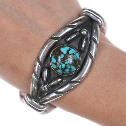 7 1/8" Vintage High grade turquoise Native American silver cuff bracelet