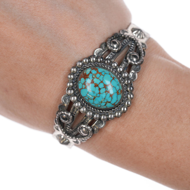 6 3/8" c1940's Navajo Curio High grade turquoise sterling cuff bracelet