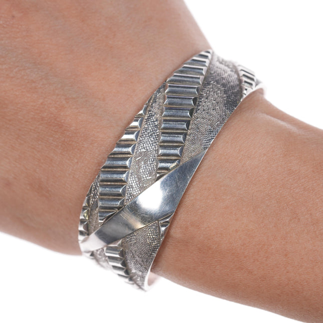 6 3/8" Vintage Southwestern Modernist sterling cuff bracelet