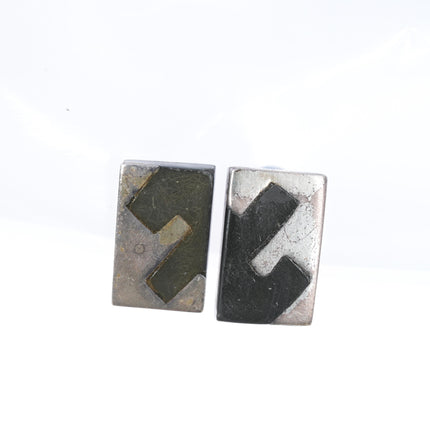 1950's Los Castillo Sterling and onyx screw back earrings