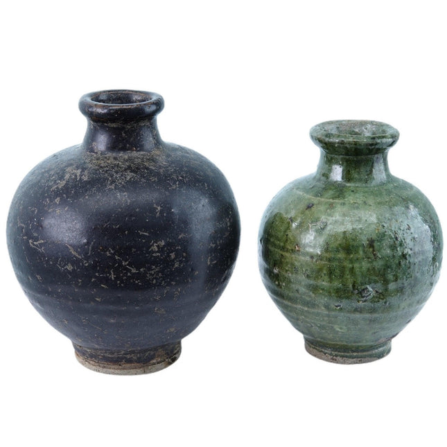 2 Ming Chinese Stoneware Small Jars