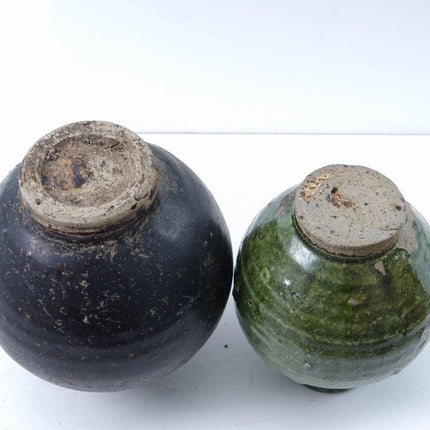 2 Ming Chinese Stoneware Small Jars