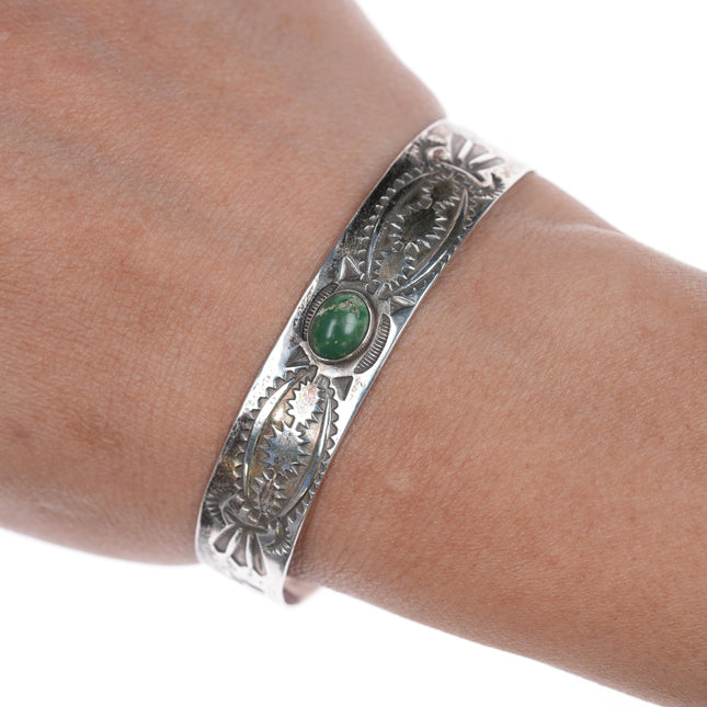 6.25" c1930's Silver Navajo curio whirling logs cuff bracelet