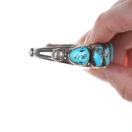 5.25" Vintage Navajo silver and turquoise row cuff