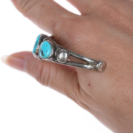 5.25" Vintage Navajo silver and turquoise row cuff