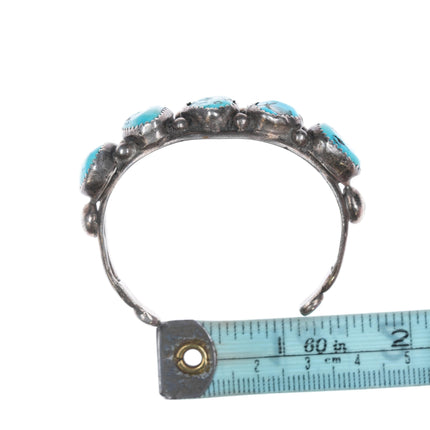 5.25" Vintage Navajo silver and turquoise row cuff