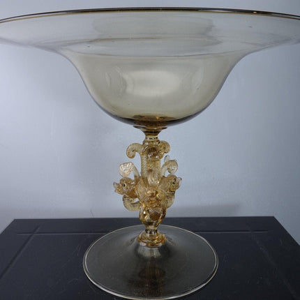 Antique Salviati Venetian Glass Compote with Dolphin Stem