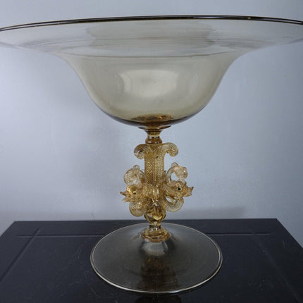 Antique Salviati Venetian Glass Compote with Dolphin Stem