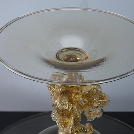 Antique Salviati Venetian Glass Compote with Dolphin Stem