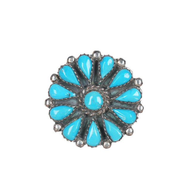 Phyllis Coonsis Zuni silver and turquoise cluster pendant/pin