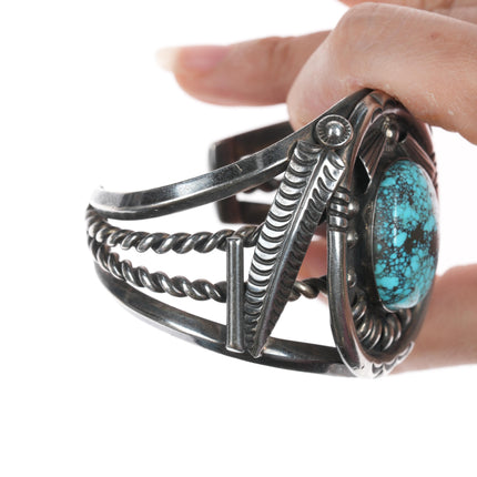 7" 1970's Phil T Navajo Silver cuff bracelet with turquoise