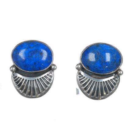 Orville Tsinnie Navajo sterling lapis earrings