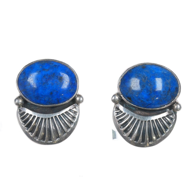 Orville Tsinnie Navajo sterling lapis earrings