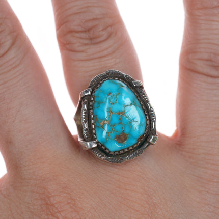 sz5.5 Vintage Waterweb turquoise and silver ring