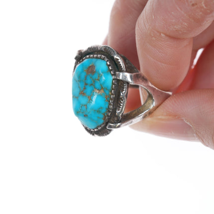 sz5.5 Vintage Waterweb turquoise and silver ring